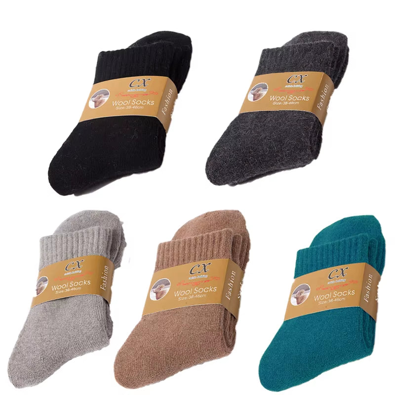 5 Pairs of Winter Women'S Warm Socks Solid Color Casual Extra Thick Warm Plush Socks High Quality Warm Wool Socks