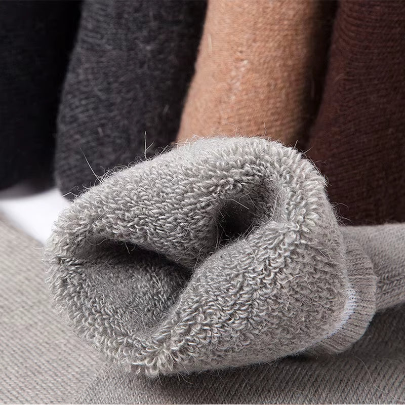5 Pairs of Winter Women'S Warm Socks Solid Color Casual Extra Thick Warm Plush Socks High Quality Warm Wool Socks