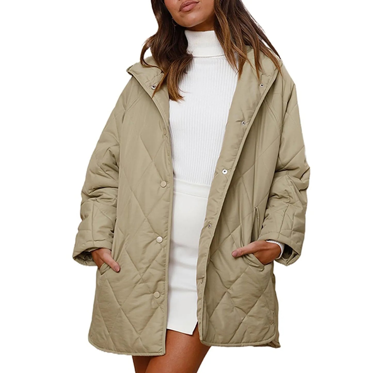 Oversized Warm down Coats Parkas Casual Lightweight Fleece Jackets Autumn Winter Hooded Padded Jacket Warm Cardigan