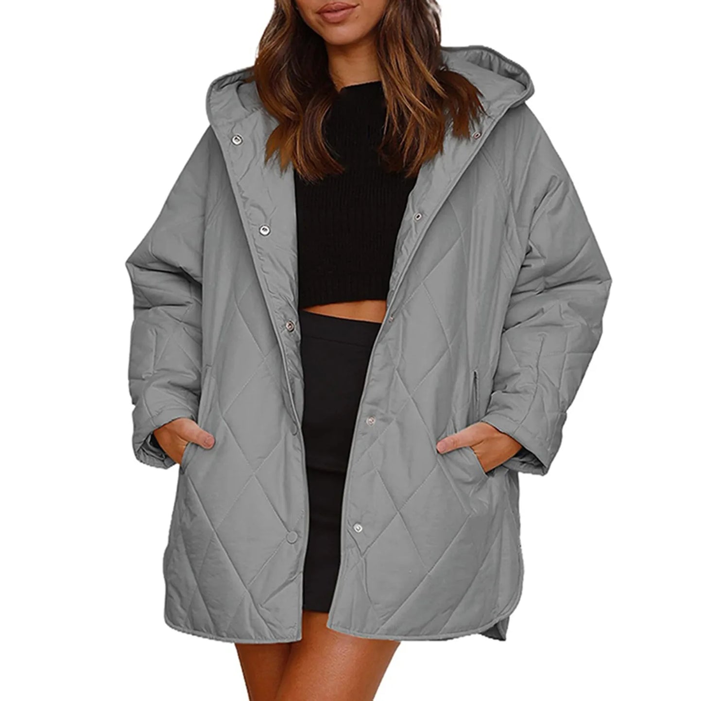 Oversized Warm down Coats Parkas Casual Lightweight Fleece Jackets Autumn Winter Hooded Padded Jacket Warm Cardigan
