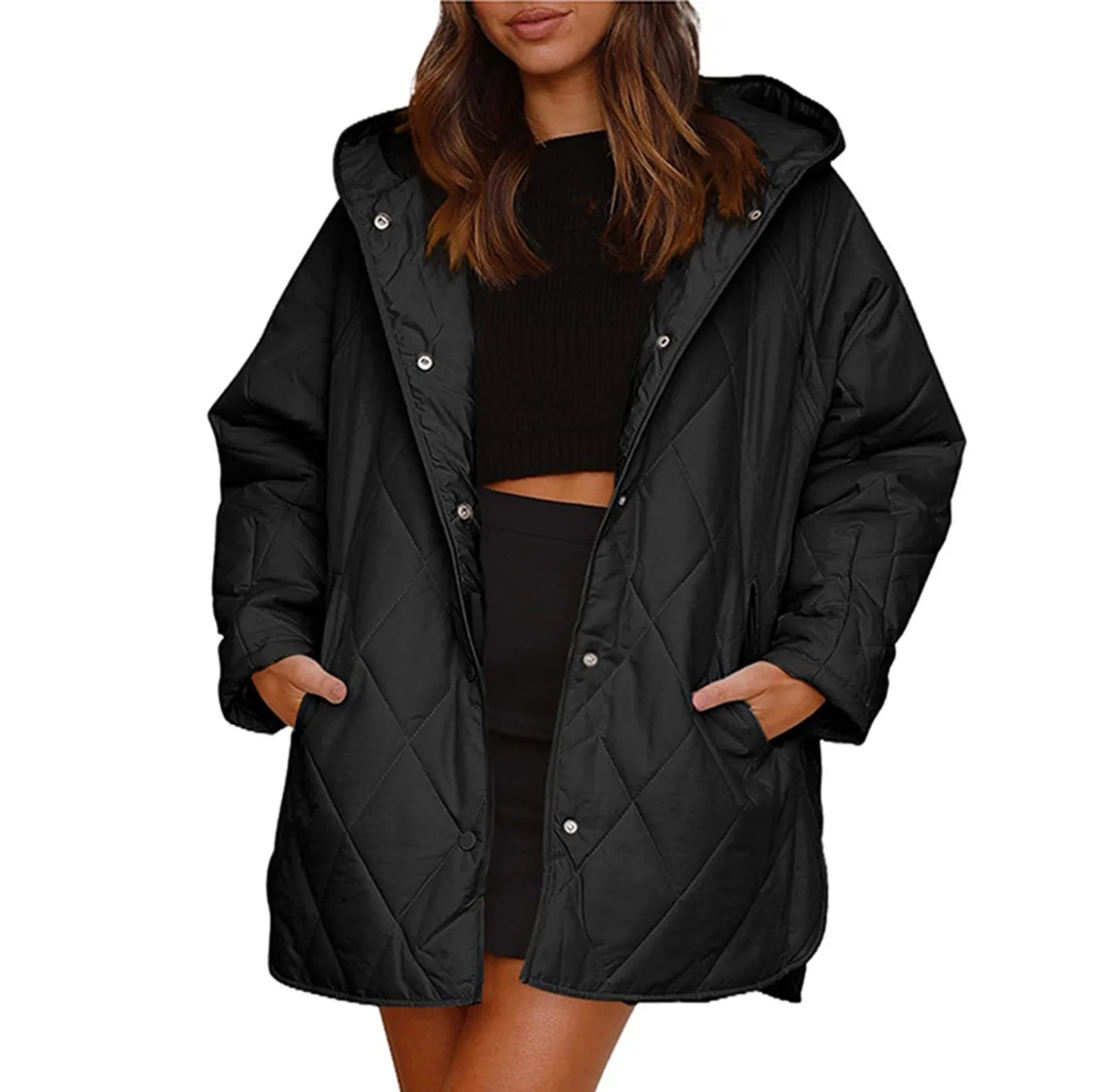 Oversized Warm down Coats Parkas Casual Lightweight Fleece Jackets Autumn Winter Hooded Padded Jacket Warm Cardigan