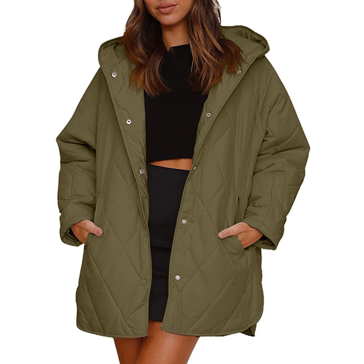 Oversized Warm down Coats Parkas Casual Lightweight Fleece Jackets Autumn Winter Hooded Padded Jacket Warm Cardigan