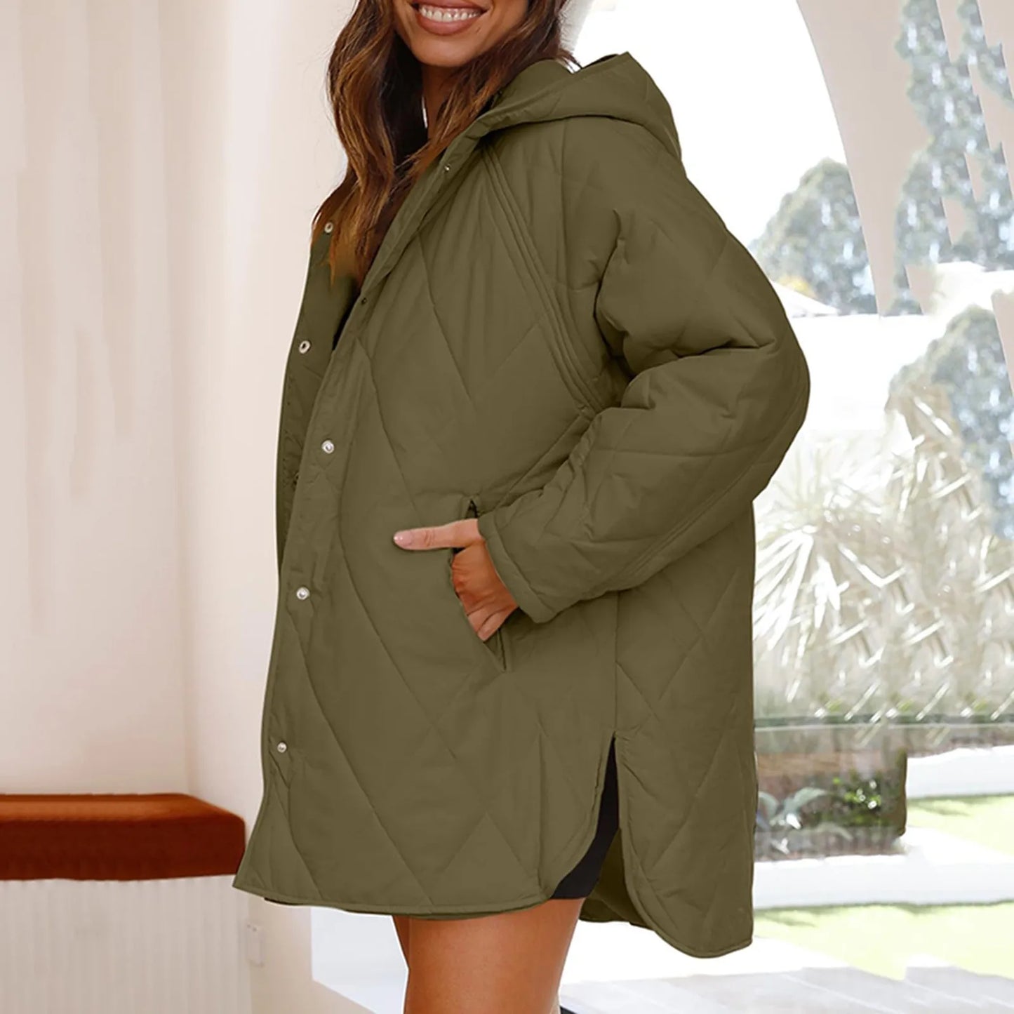 Oversized Warm down Coats Parkas Casual Lightweight Fleece Jackets Autumn Winter Hooded Padded Jacket Warm Cardigan
