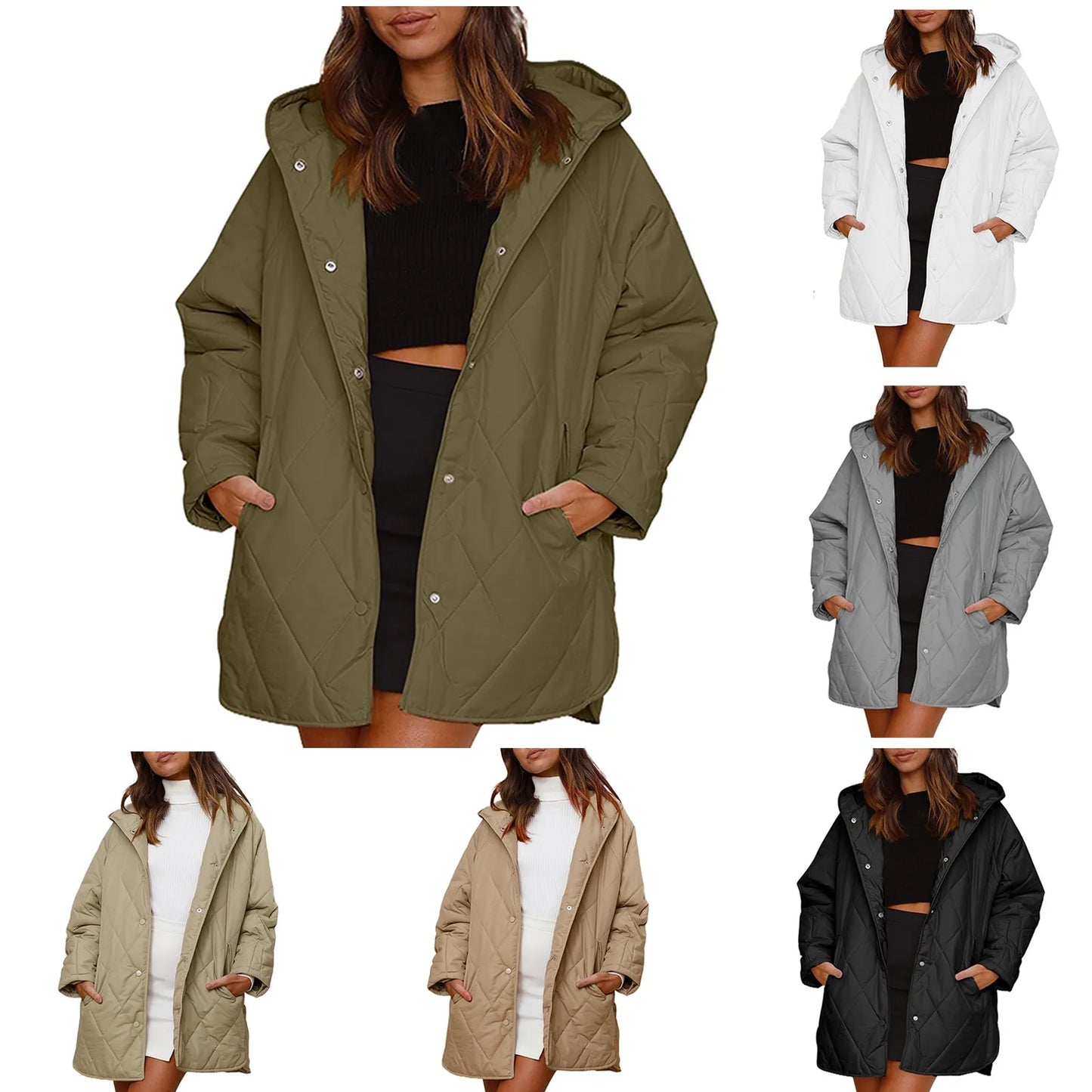 Oversized Warm down Coats Parkas Casual Lightweight Fleece Jackets Autumn Winter Hooded Padded Jacket Warm Cardigan