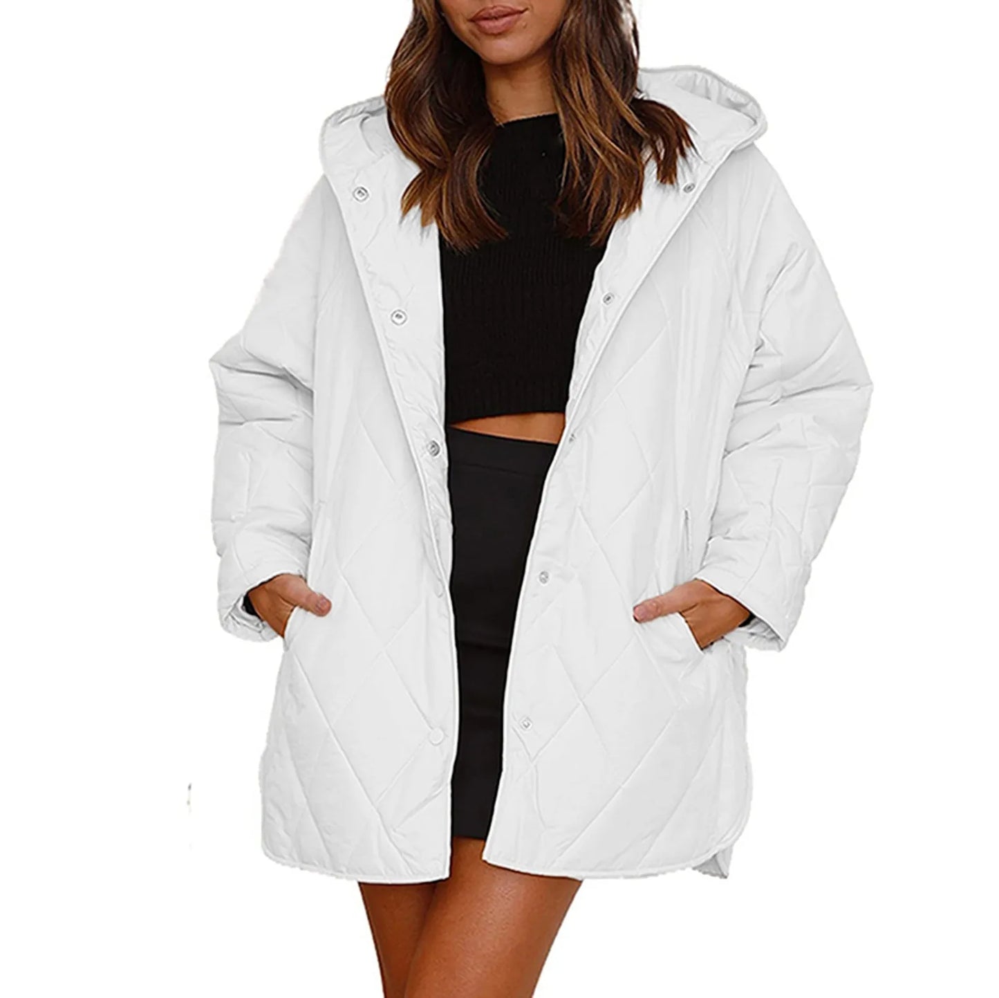Oversized Warm down Coats Parkas Casual Lightweight Fleece Jackets Autumn Winter Hooded Padded Jacket Warm Cardigan
