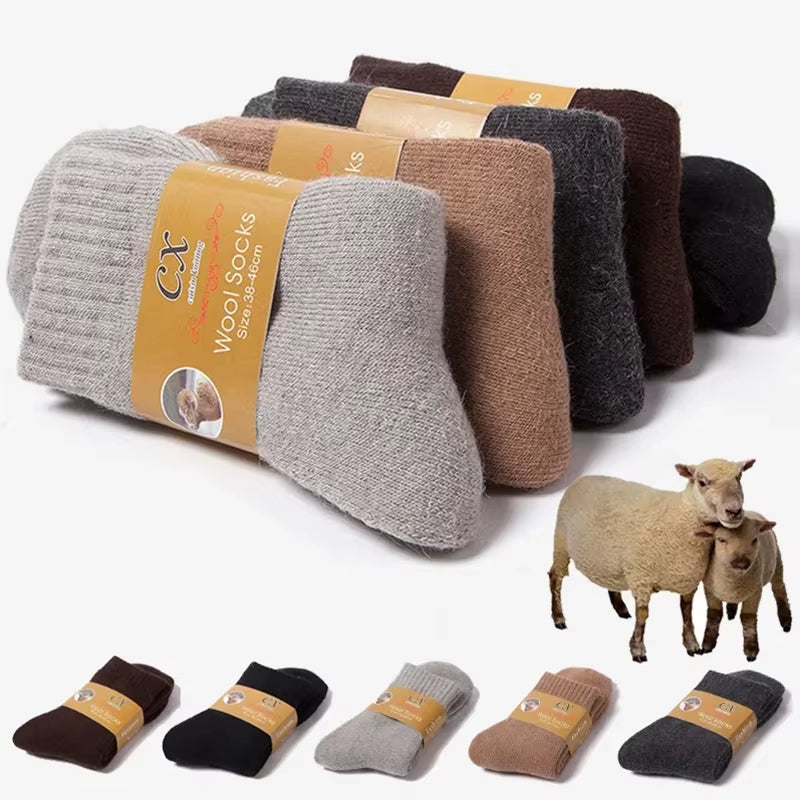 5 Pairs of Winter Women'S Warm Socks Solid Color Casual Extra Thick Warm Plush Socks High Quality Warm Wool Socks