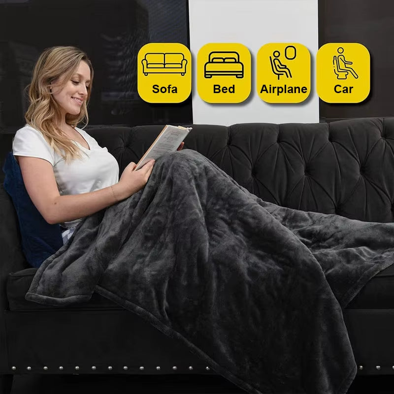 TINO Flannel and Sherpa Electric Heated Blanket with 6 Heat Settings, 10-Hour Auto-Off Timer, and Machine Washable Design