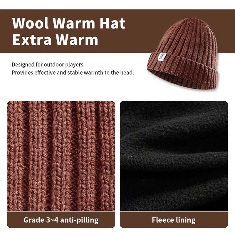 Knitted Wool Hat Hiking Mountaineering Riding Windproof