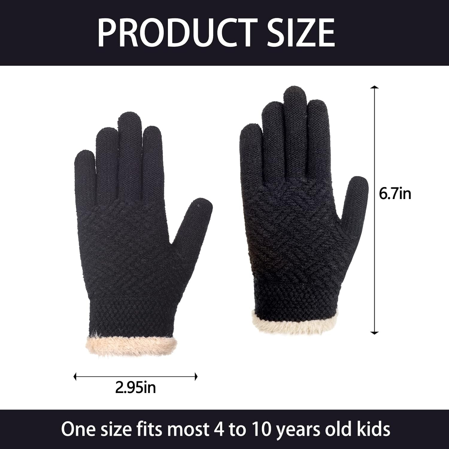 2 Pairs Kid Winter Knit Gloves Stretchy Warm Gloves Gift for Boy Girl