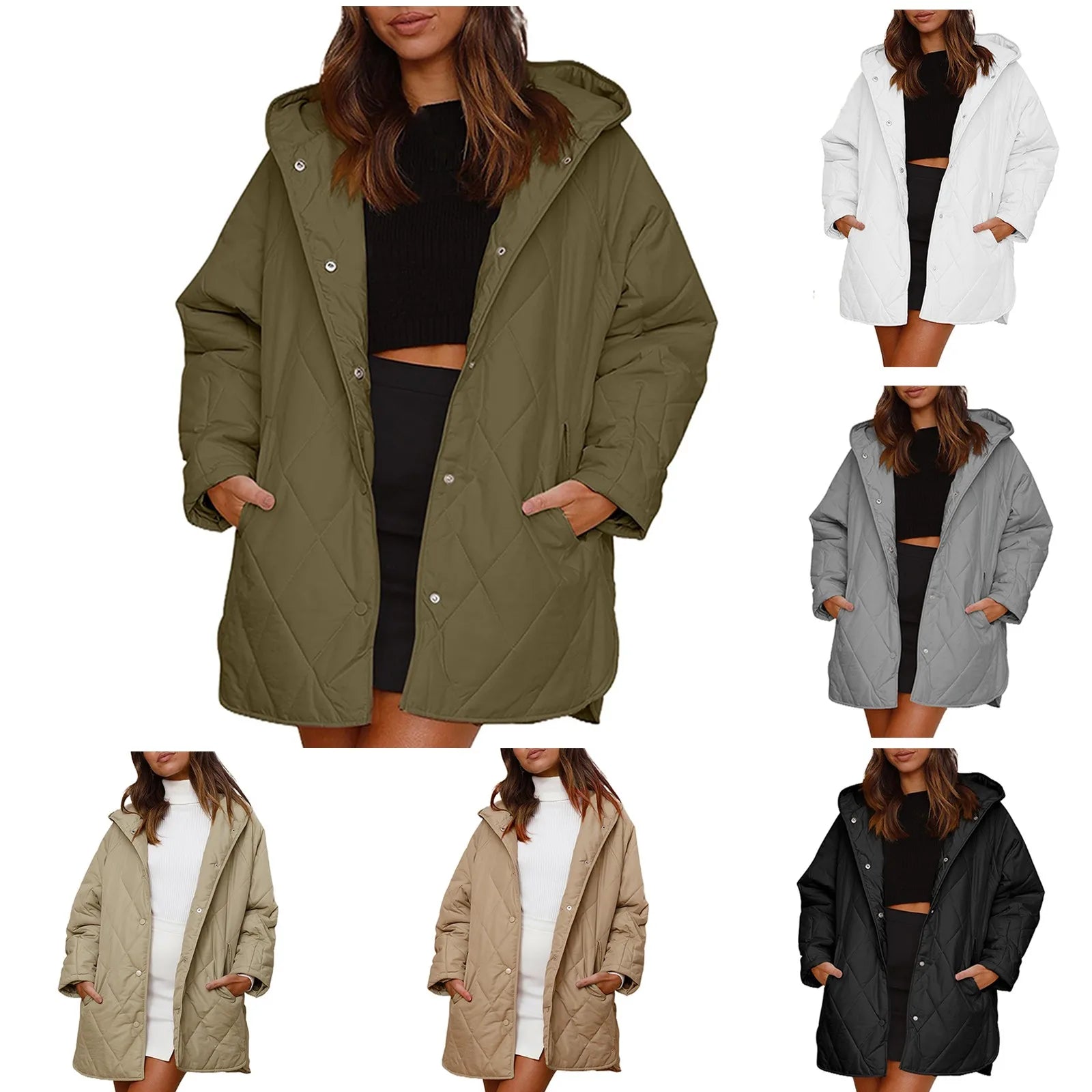 Oversized Warm down Coats Parkas Casual Lightweight Fleece Jackets Autumn Winter Hooded Padded Jacket Warm Cardigan